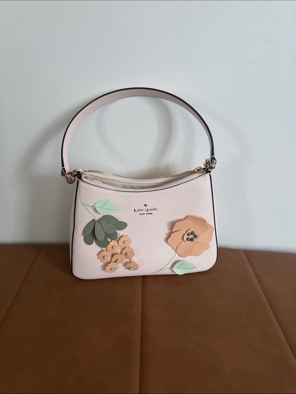 kate spade Pale Pink Floral Appliqué Shoulder Bag